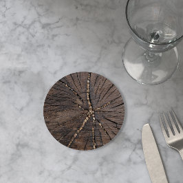 Oude houtslijm ronde kartonnen onderzetter