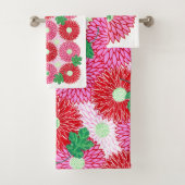 Oude houtsnede roze & rode bloesem bad handdoek (Insitu)