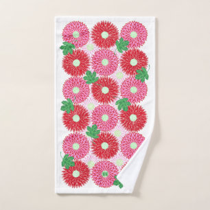 Oude houtsnede roze & rode bloesem bad handdoek