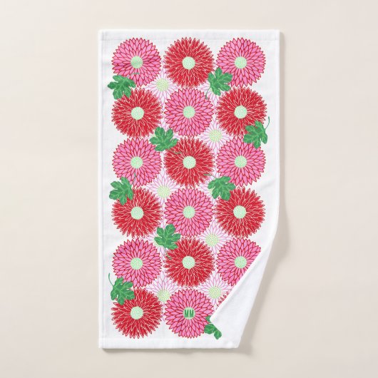 Oude houtsnede roze & rode bloesem bad handdoek (Handdoek)