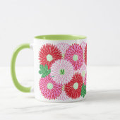 Oude houtsnede roze & rode bloesems mok (Links)