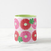 Oude houtsnede roze & rode bloesems mok (Midden)