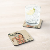 Oude houttekening van Japanse vrouw Bier Onderzetter (Rechterzijde)