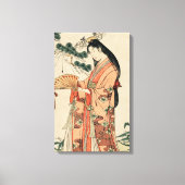 Oude houttekening van Japanse vrouw Canvas Afdruk (Voorkant)