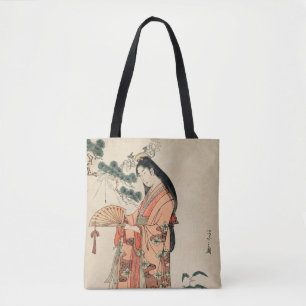 Oude houttekening van Japanse vrouw Tote Bag