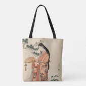 Oude houttekening van Japanse vrouw Tote Bag (Achterkant)