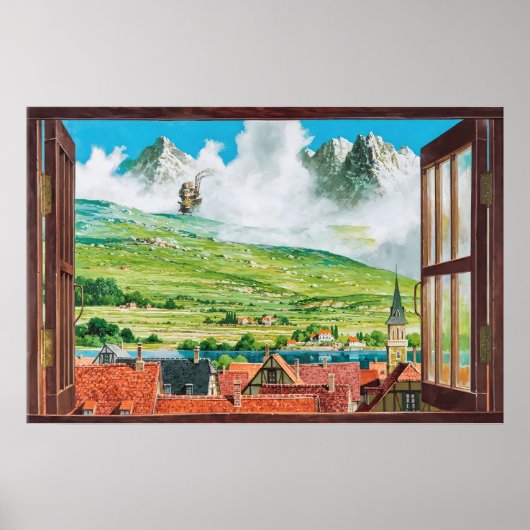 Oude Howl's Moving Castle-vensterposters Poster (Voorkant)