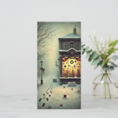  Oude Huis Donker Snowy Night Holiday Kaart (Staand voorkant)