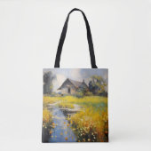 Oude huis landsimpressionisme tote bag (Voorkant)