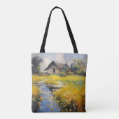 Oude huis landsimpressionisme tote bag (Achterkant)