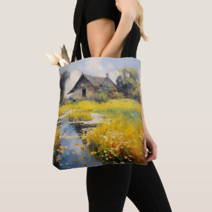 Oude huis landsimpressionisme tote bag