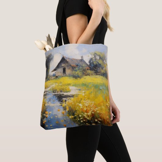 Oude huis landsimpressionisme tote bag (Dichtbij)