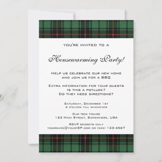 Oude Huis Verwarming, Tartan Davidson Patroon Kaart (Voorkant)