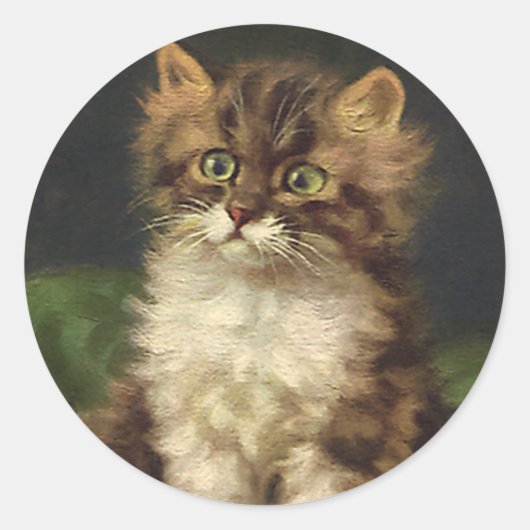 Oude huisdieren, Cute gestreepte tabby kat kitten Ronde Sticker (Voorkant)