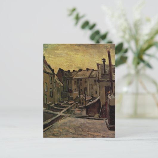 Oude huizen in Antwerpen in Snow, Vincent van Gogh Briefkaart (Staand voorkant)