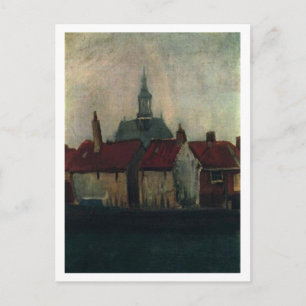 Oude huizen met een nieuwe kerk, Vincent van Gogh Briefkaart