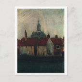 Oude huizen met een nieuwe kerk, Vincent van Gogh Briefkaart (Voorkant)