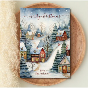 Oude Huizen Winter Wonderland Kerstmis Feestdagenkaart