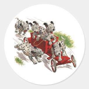 Oude humor Lieve Dalmatiër puppy honden brandweerw Ronde Sticker