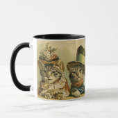 Oude humor, Victoriaanse bruid bruidegom katten in Mok (Links)