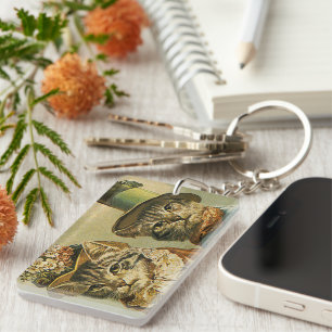 Oude humor, Victoriaanse bruid bruidegom katten in Sleutelhanger