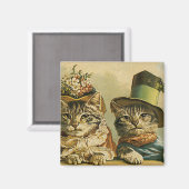 Oude humor, Victoriaanse bruidegom katten in hoede Magneet (Voorkant / Achterkant)