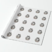 Oude Husky Bloemportret Overhemd Ontwerp_1 Cadeaupapier (Uitgerold)