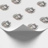 Oude Husky Bloemportret Overhemd Ontwerp_1 Cadeaupapier (Hoek)