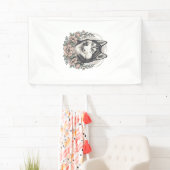 Oude Husky Bloemportret Overhemd Ontwerp_1 Spandoek (Insitu)