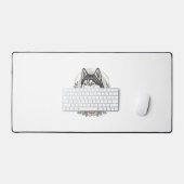 Oude Husky Bloemportret Shirt Ontwerp_1 Bureaumat (Keyboard & Muis)