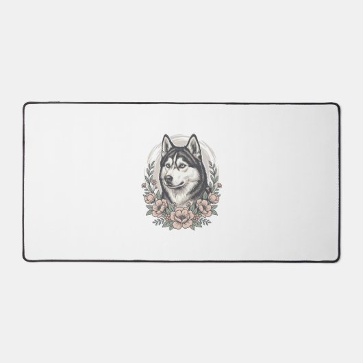 Oude Husky Bloemportret Shirt Ontwerp_1 Bureaumat (Voorkant)
