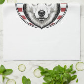 Oude Husky Patriottische Hond Vector Shirt Ontwerp Theedoek (Gevouwen)