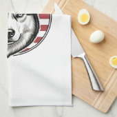 Oude Husky Patriottische Hond Vector Shirt Ontwerp Theedoek (Quarter Fold)