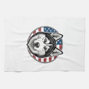 Oude Husky Patriottische Hond Vector Shirt Ontwerp Theedoek
