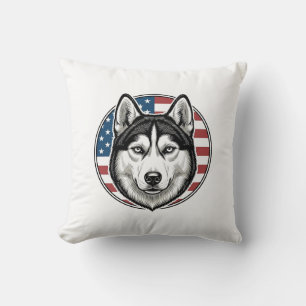 Oude Husky Patriottische Hond Vector T-shirt Ontwe Kussen