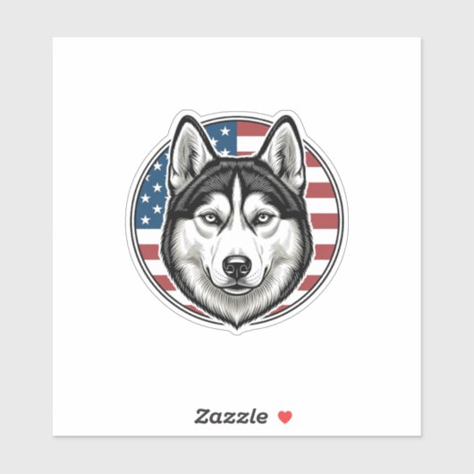 Oude Husky Patriottische Hond Vector T-shirt Ontwe Sticker (Vel)