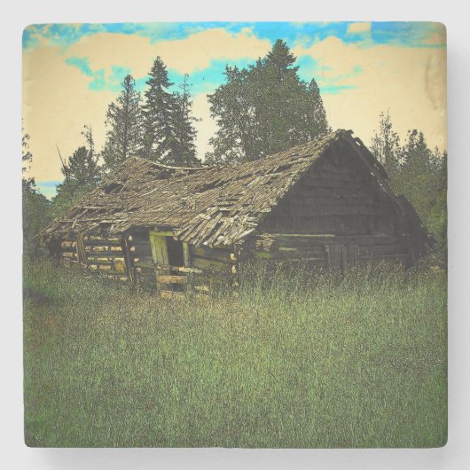Oude hut in de Bossen Stenen Onderzetter (Voorkant)