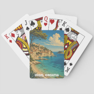 Oude Hvar Kroatië Adria Kust Landschap Pokerkaarten