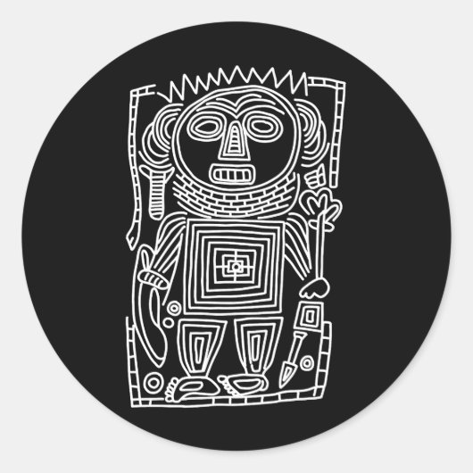 oude idool petroglyph amerikaans inheems symbool I Ronde Sticker (Voorkant)