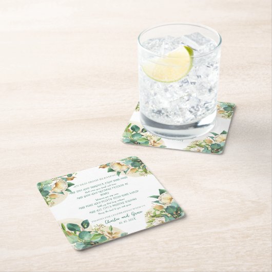 Oude Ieren zegenen op goudstof en Rozen Kartonnen Onderzetters (Insitu)