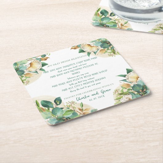 Oude Ieren zegenen op goudstof en Rozen Kartonnen Onderzetters (Schuin)