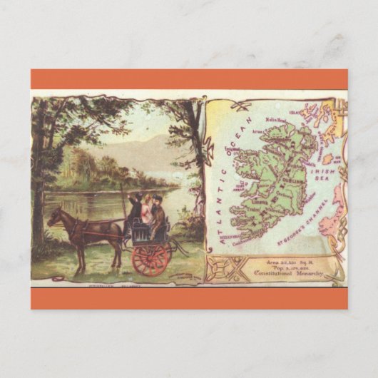 Oude Ierlandkaart Briefkaart (Voorkant)