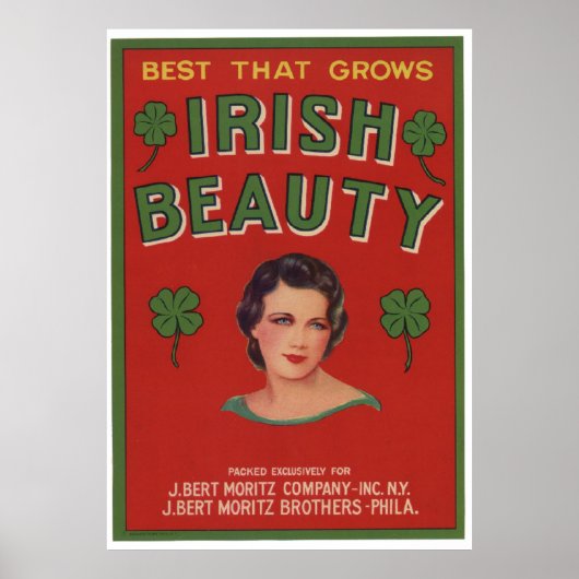  oude Ierse etiketten met schonere fruitkratten Poster (Voorkant)