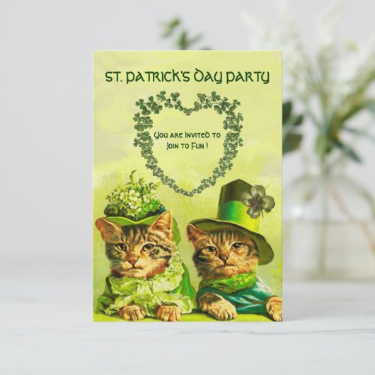 OUDE IERSE KATTEN MET ST.PATRICKSFEESTJE KAART (Staand voorkant)