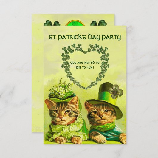 OUDE IERSE KATTEN MET ST.PATRICKSFEESTJE KAART (Voorkant / Achterkant)