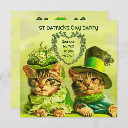 OUDE IERSE KATTEN, ST.PATRICKS DAG FEESTJE KAART (Voorkant / Achterkant)
