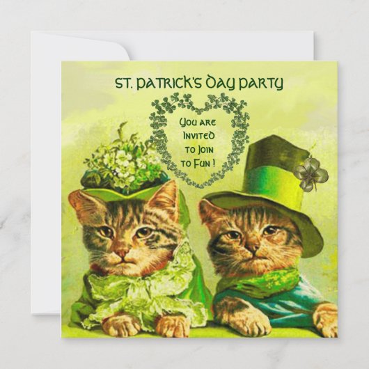 OUDE IERSE KATTEN, ST.PATRICKS DAG FEESTJE KAART (Voorkant)