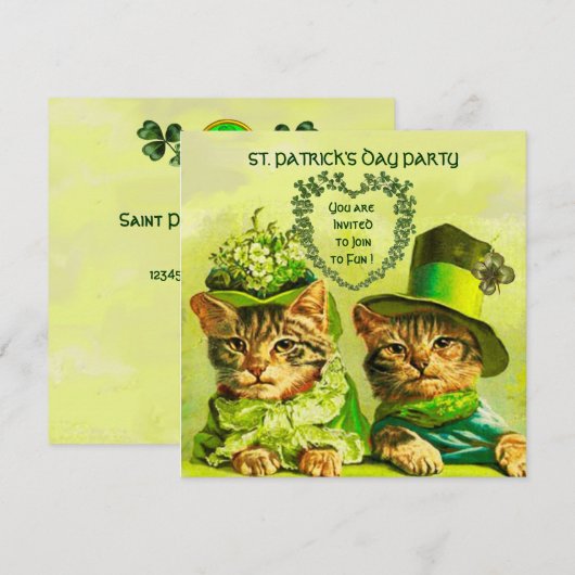 OUDE IERSE KATTEN, ST.PATRICKS FEestPARTY Kaart (Voorkant / Achterkant)