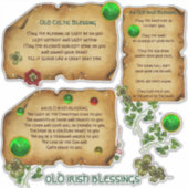 Oude Ierse Kerst Zegeningen Perkament Shamrocks Sticker (Voorkant)