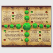 Oude Ierse Kerstmis Zegen Perkament, Shamrocks Cadeaupapier (Vlak)